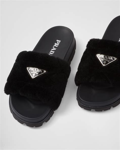 prada shearling slide